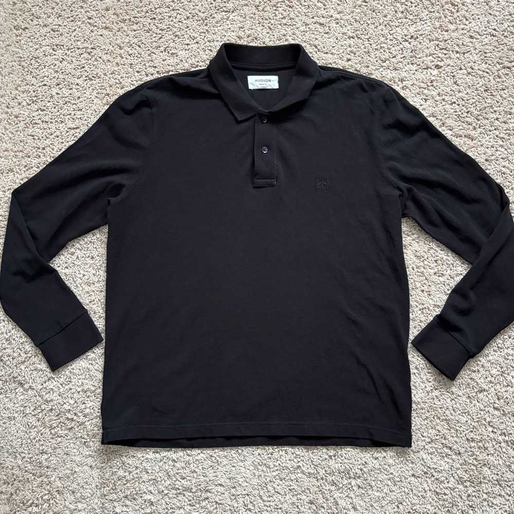 Men’s Hudson North Everyday Long-Sleeve Polo Shirt. Black. Size Large.